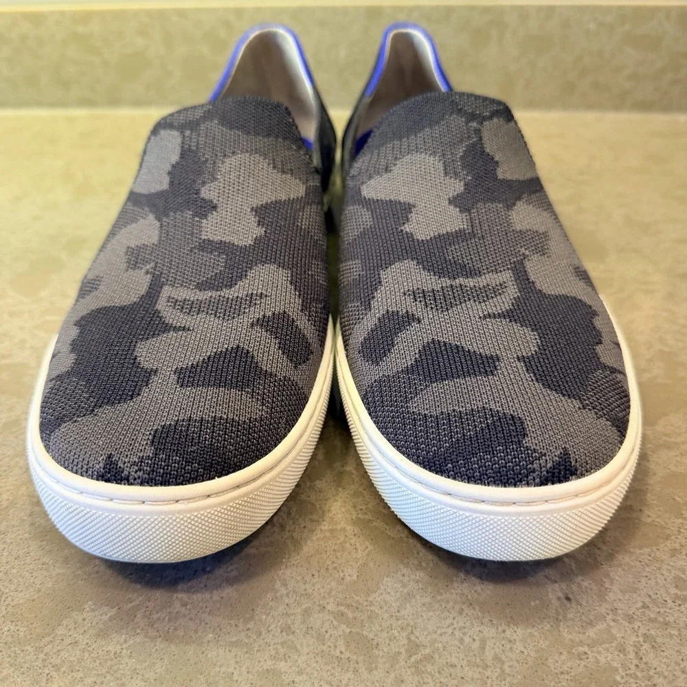 Rothy's Womens Blue Gray Camoflauge Slip On Casual Comfort Sneakers Size 11.5